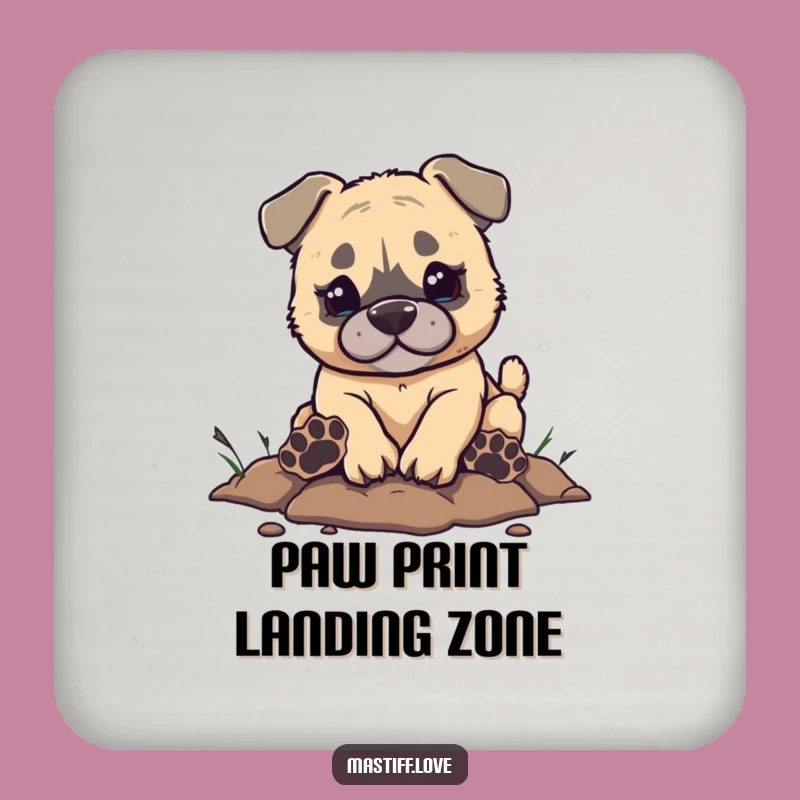 Funny Mastiff Digging Drink Coaster - Protect Surfaces with Cute Paw Prints