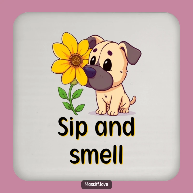 Funny Mastiff Flower Coasters: Curious Dog Art for Nature Tables