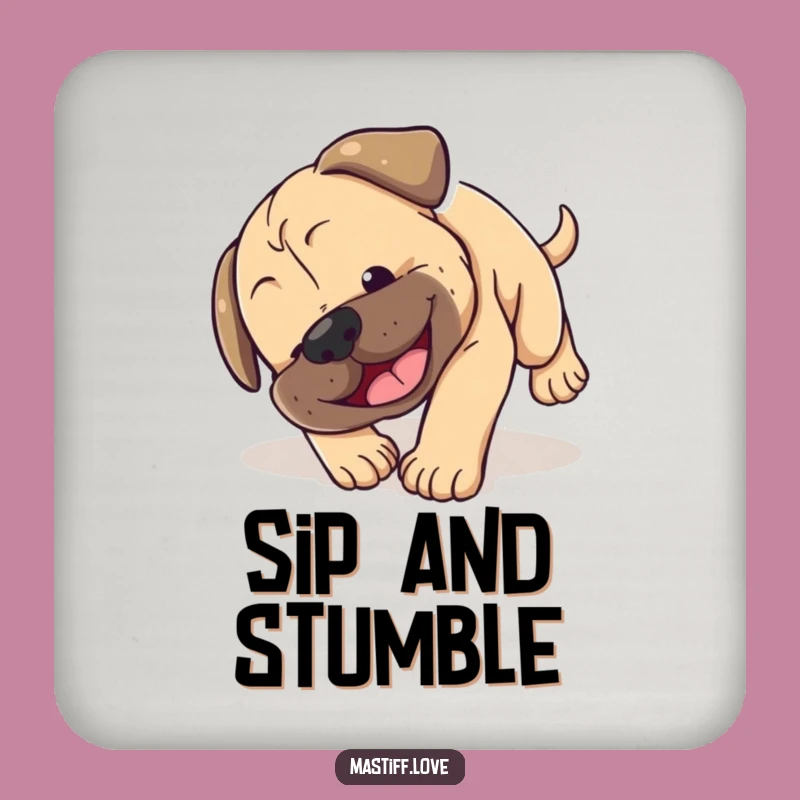 Funny Mastiff Puppy Tumble Coaster - Protect Surfaces with Dog Humor Funny Gift