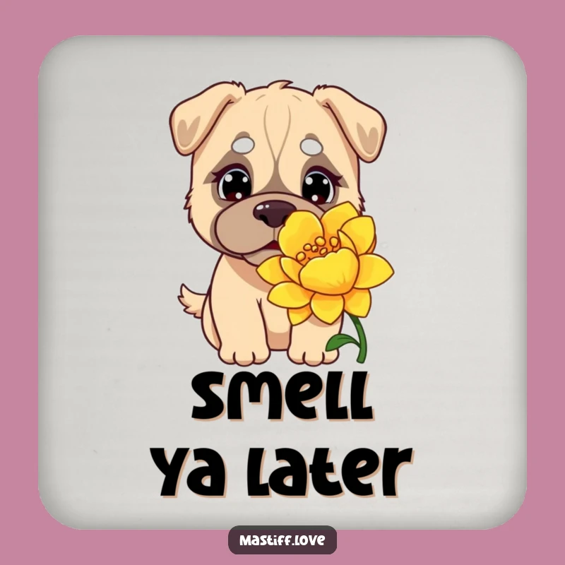 Funny Kawaii Mastiff Coaster: Curious Drink Protector, Charming Humorous Gift