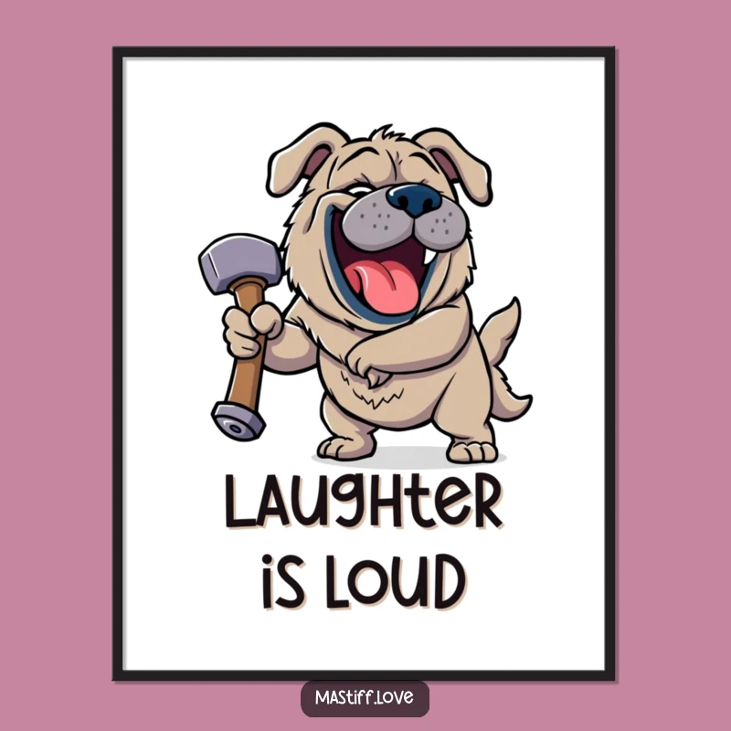 Funny Jovial Mastiff Poster - Hilarious Laughing Dog Art Print for Cheerful Decor!