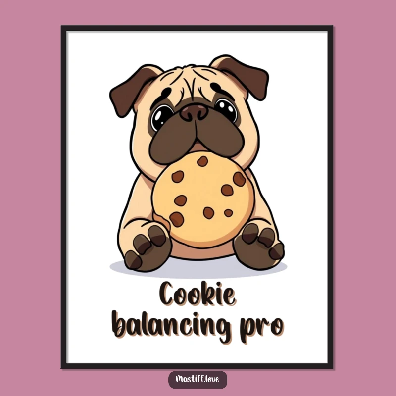 Funny Kawaii Mastiff Cookie Poster: Adorable Wall Art for Dog Lovers