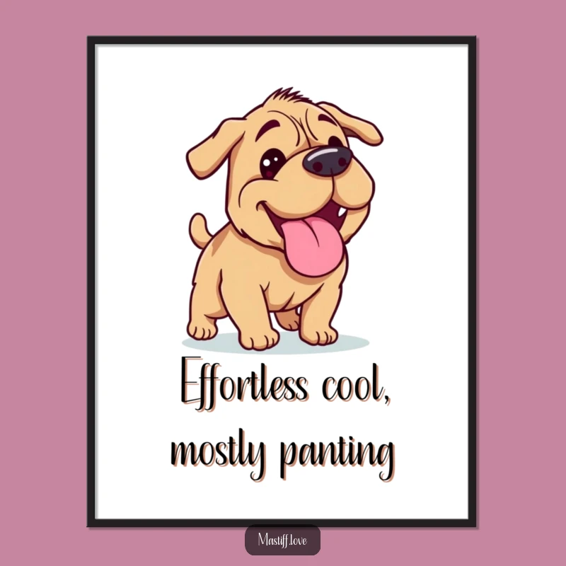 Funny Mastiff Happy Panting Poster - Post-Run Dog Art Funny Gift