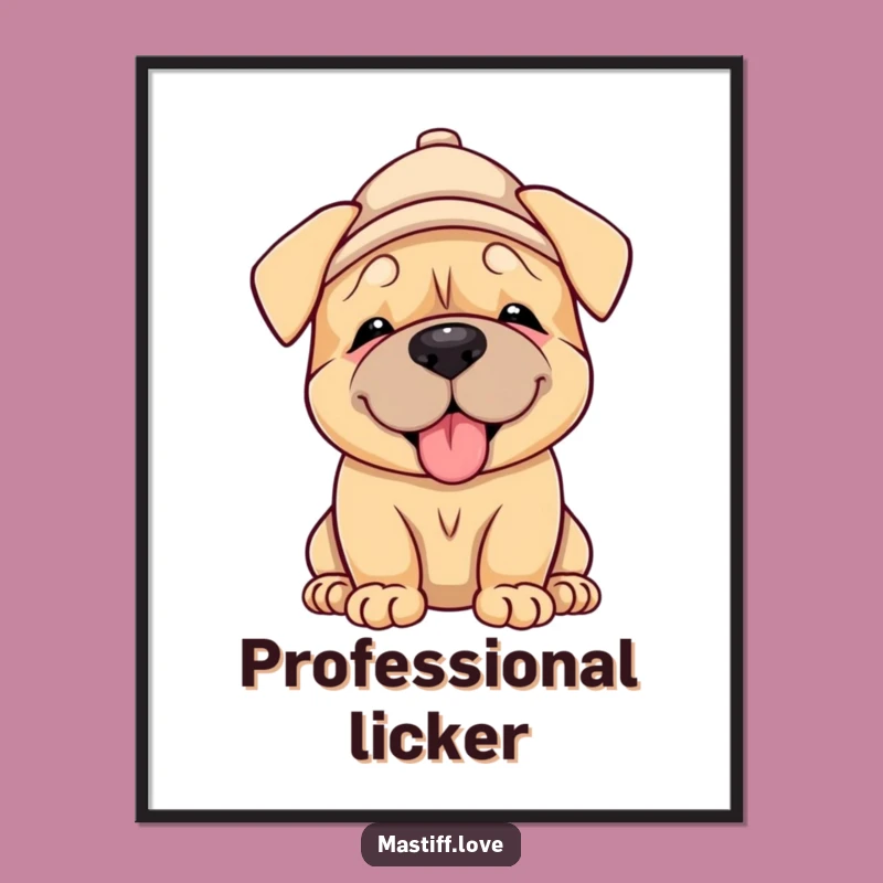 Funny Mastiff Puppy Hat Poster: Adorable Wall Art Gift