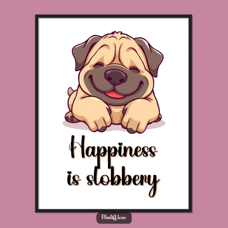 Funny Giggling Mastiff Poster: Belly Rub Art Print - Hilarious Dog Decor