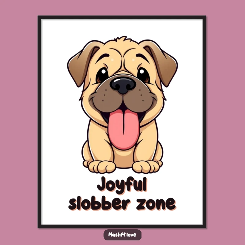 Funny Kawaii Mastiff Puppy Panting Poster - Adorable Wall Art