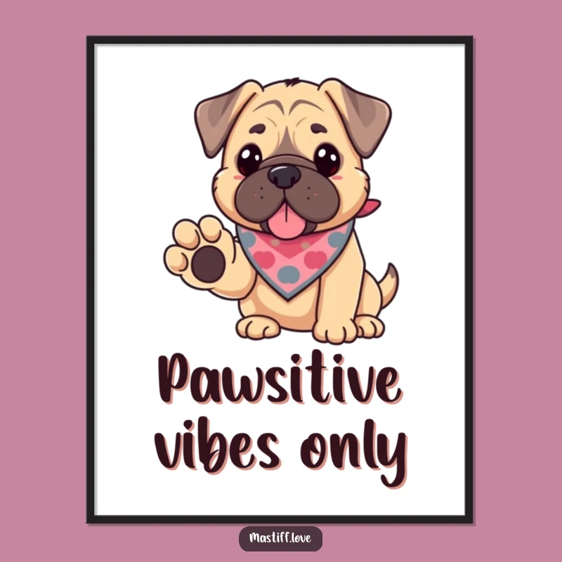 Funny Kawaii Mastiff Paw Poster: Adorable Art for True Friends