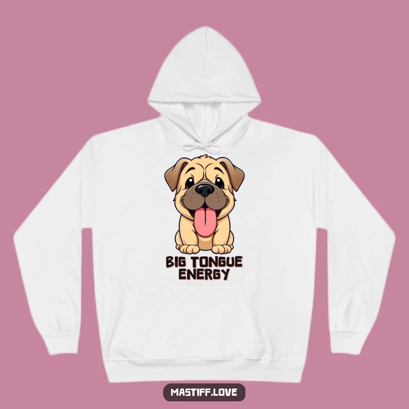 Funny Kawaii Mastiff Puppy Panting Hoodie - Cozy Canine Comfort
