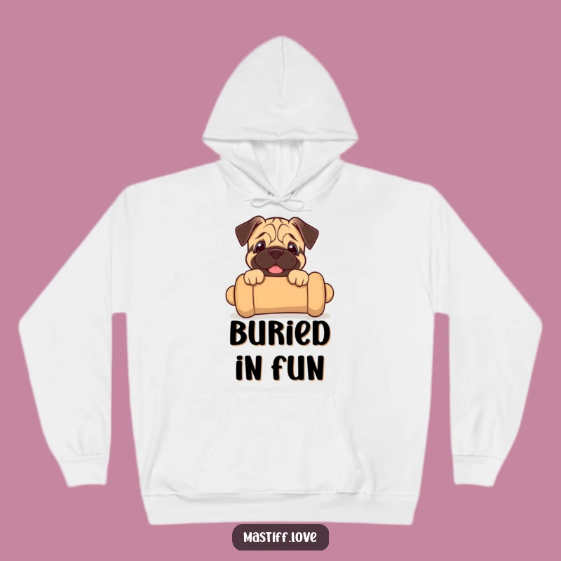 Funny Mastiff Puppy Hoodie: Cozy Joyful Pup Peeking Sweatshirt, Gift for Dog Fans