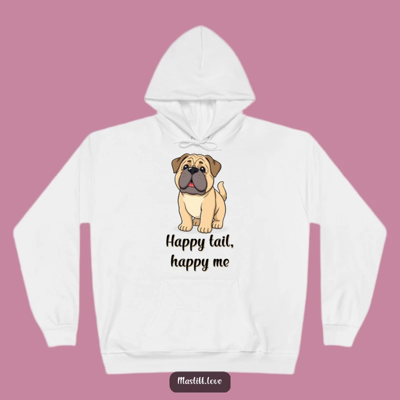 Cozy Funny Mastiff Pup Hoodie - Droopy Ears, Wagging Tail - Warm Gift