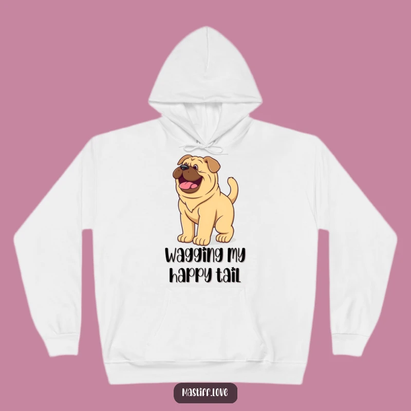 Cozy Funny Mastiff Puppy Wagging Tail Hoodie - Warm Giant Dog Joyful Gift