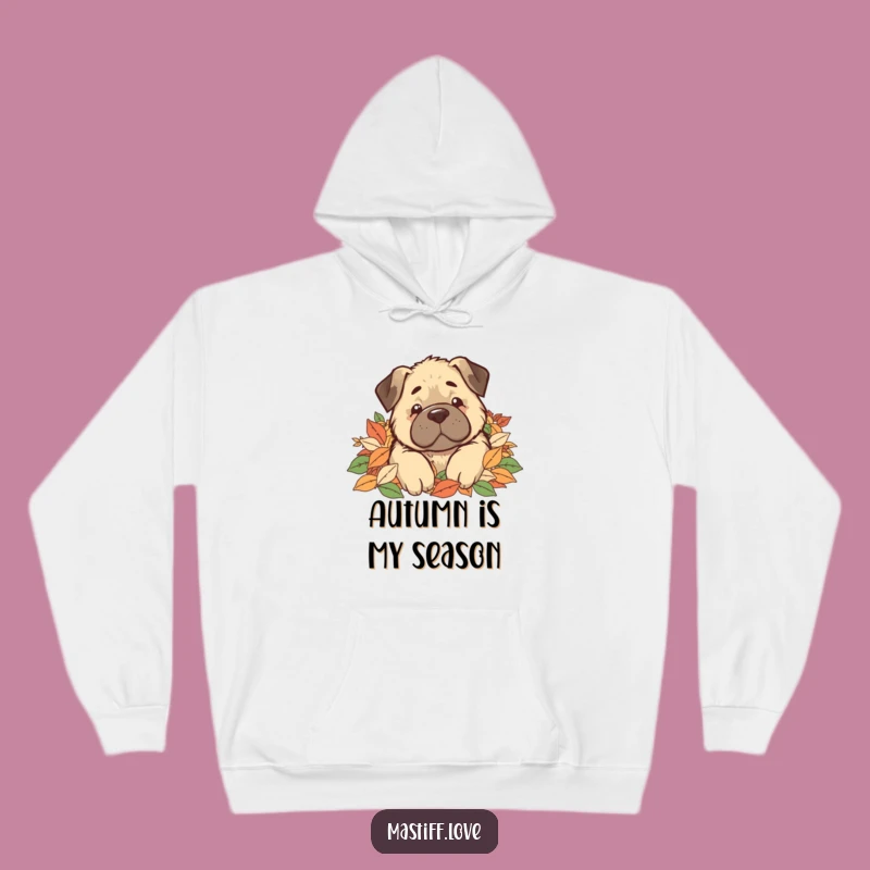 Cozy Kawaii Mastiff Leaf Pile Hoodie, Warm Buried Dog Gift