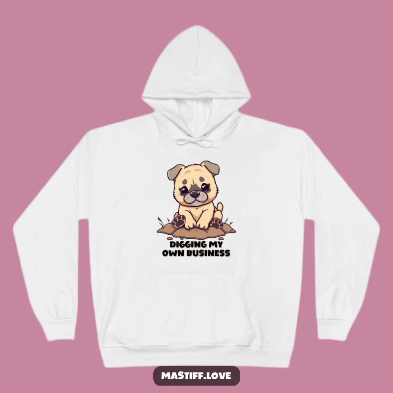 Cozy Funny Mastiff Digging Hoodie - Warm Paw Prints Sweater for Dog Lovers