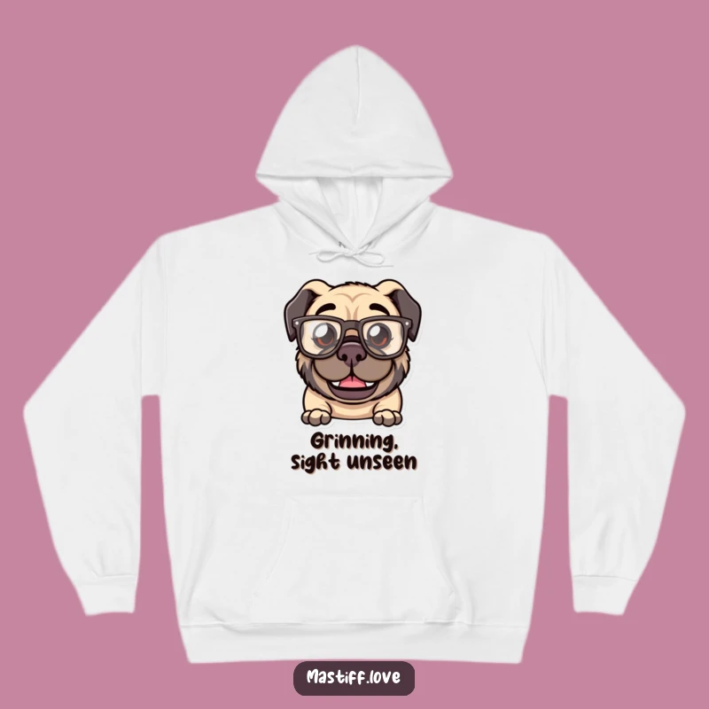 Funny Kawaii Mastiff Glasses Hoodie: Goofy Grin, Cozy and Comical