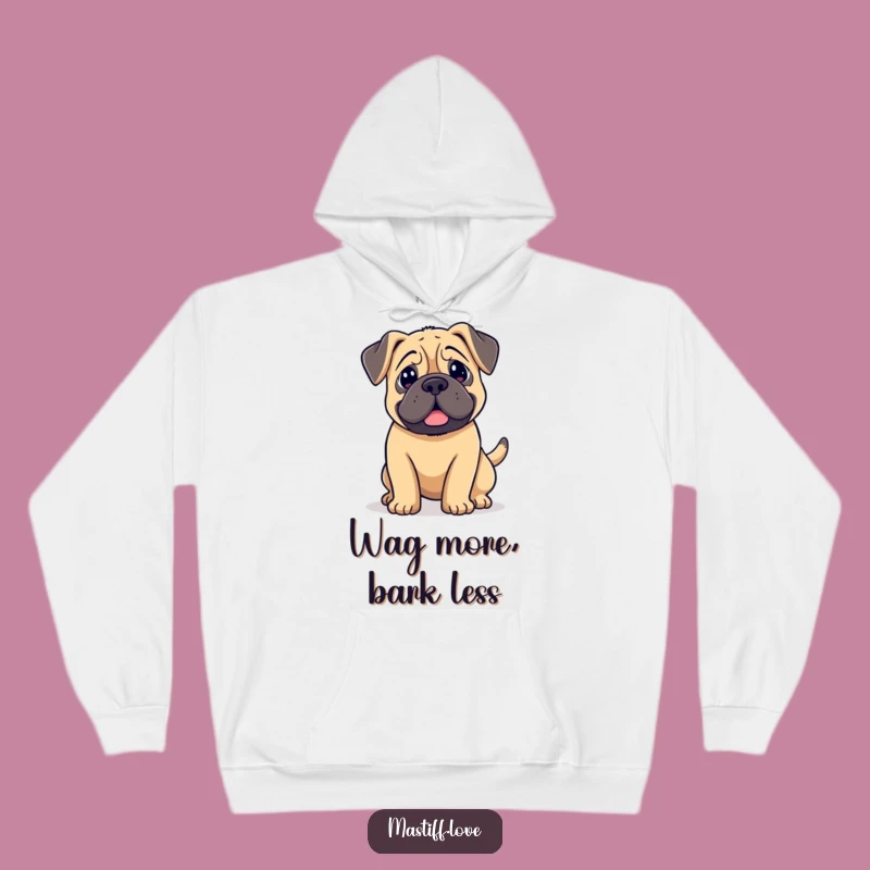 Funny Kawaii Mastiff Hoodie: Wagging Tail Pup, Perfect Cozy Gift