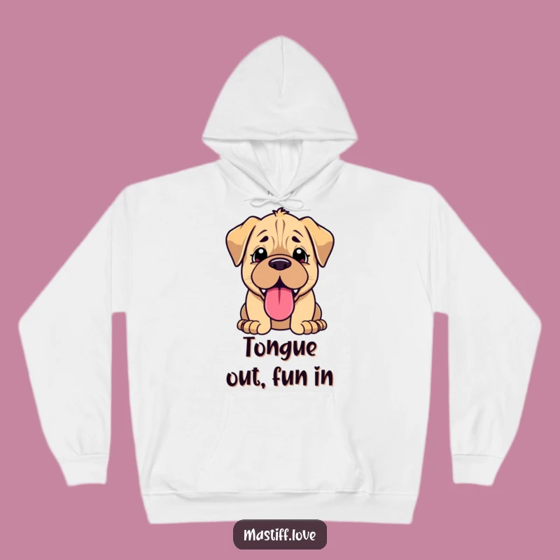 Funny Kawaii Mastiff Hoodie: Cozy Puppy Panting Design, Perfect Warm Gift