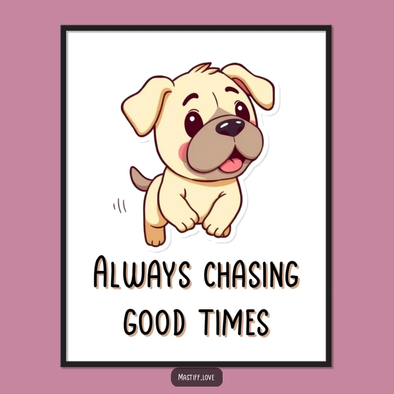 Free Printable Wall Art: Goofy Mastiff Chase - Humorous Downloadable Decor for Any Space