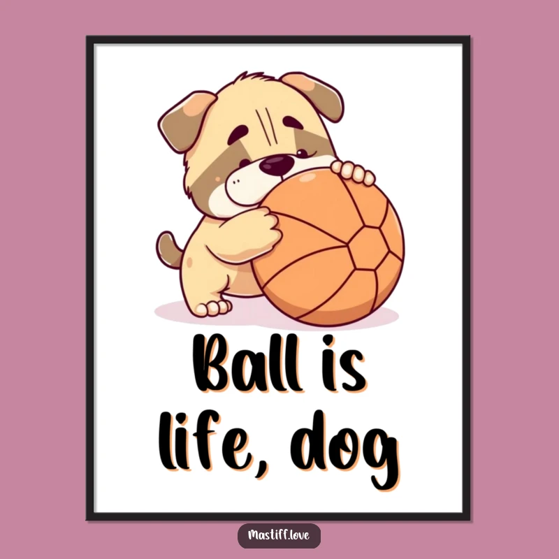 Free Printable Wall Art: Playful Mastiff Ball Nudge, Funny Downloadable Decor