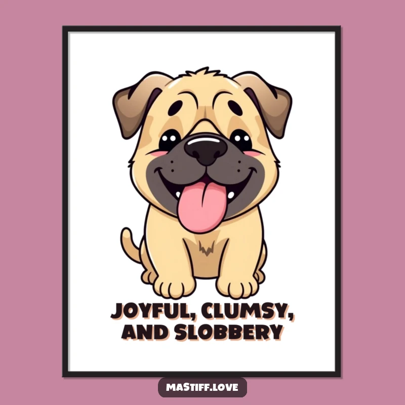 Free Printable Happy Mastiff Wall Art: Wagging Dog, Joyful Downloadable Decor Gift