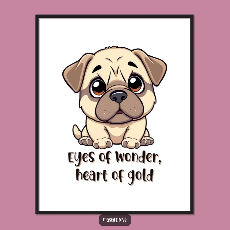 Free Printable Kawaii Mastiff Anticipation Wall Art: Funny Dog Downloadable Decor Gift!