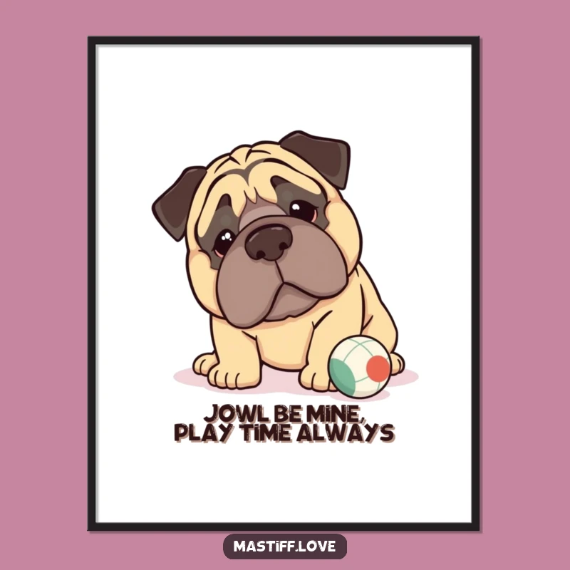 Free Printable Kawaii Mastiff Jowls Wall Art: Funny Dog Downloadable Decor Gift!