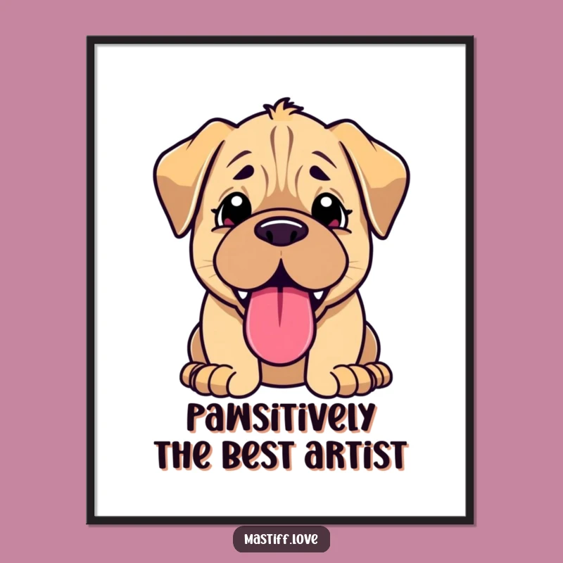 Free Printable Wall Art: Funny Kawaii Mastiff Puppy - Joyful Humorous Downloadable Decor