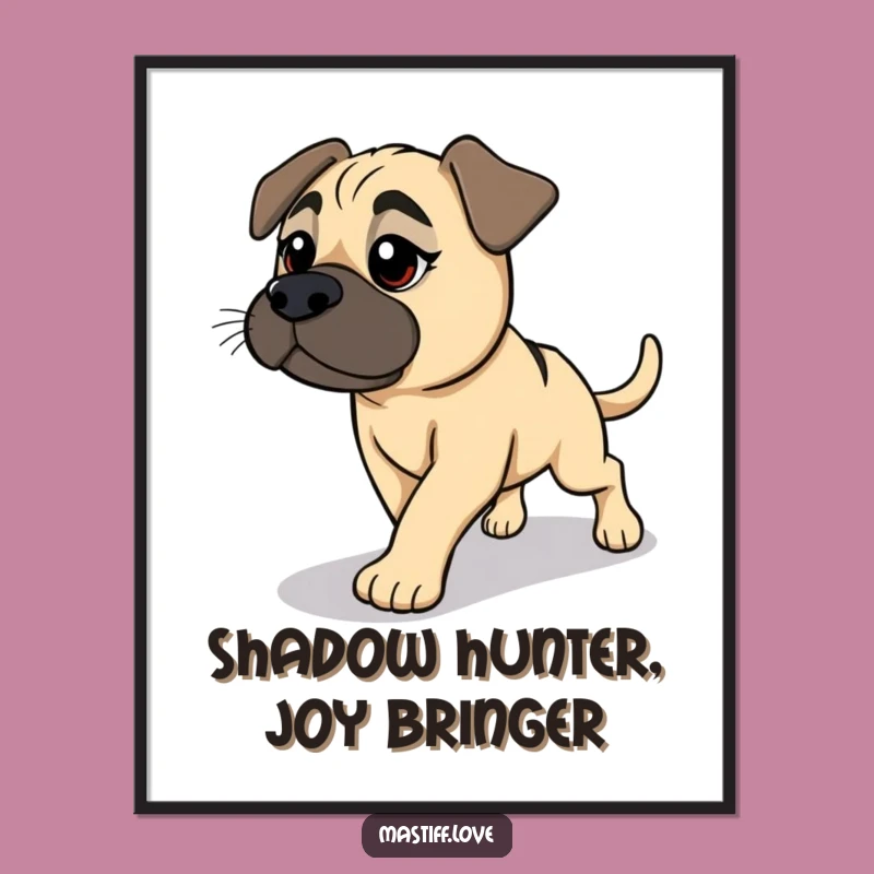 Free Printable Wall Art: Funny Mastiff Shadow Chaser - Downloadable Dog Art Decor