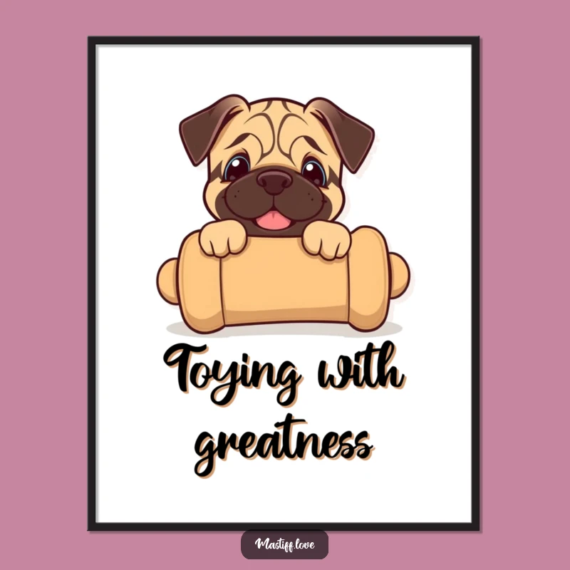 Free Printable Wall Art: Mastiff Puppy Toy Peek, Funny Downloadable Decor