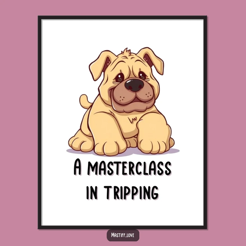 Free Printable Wall Art: Silly Mastiff Tripping Comical Dog Downloadable Home Decor