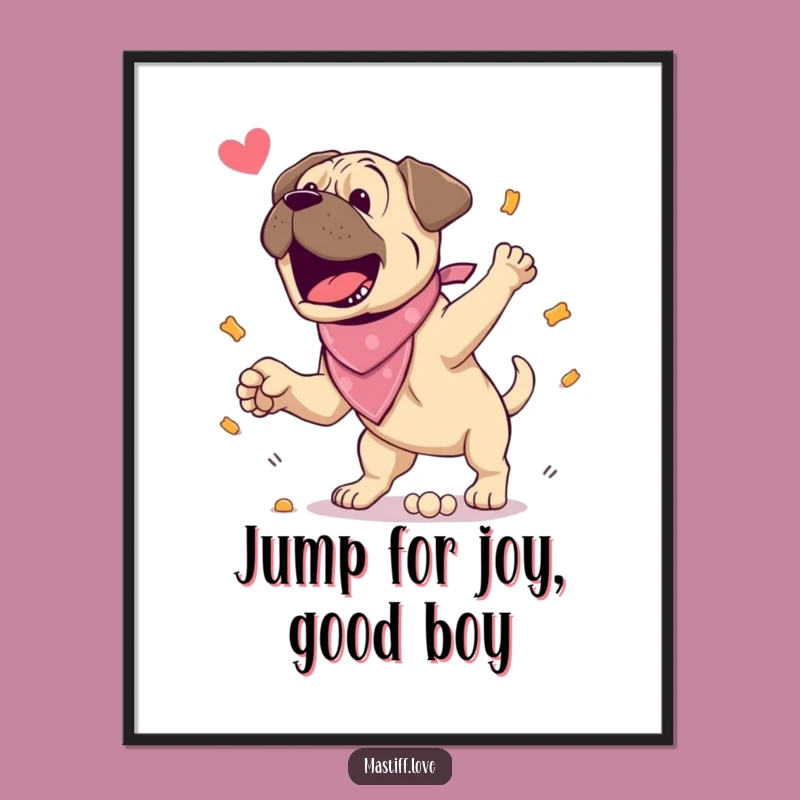 Free Printable Wall Art: Excited Mastiff Treat Jump, Funny Dog Decor