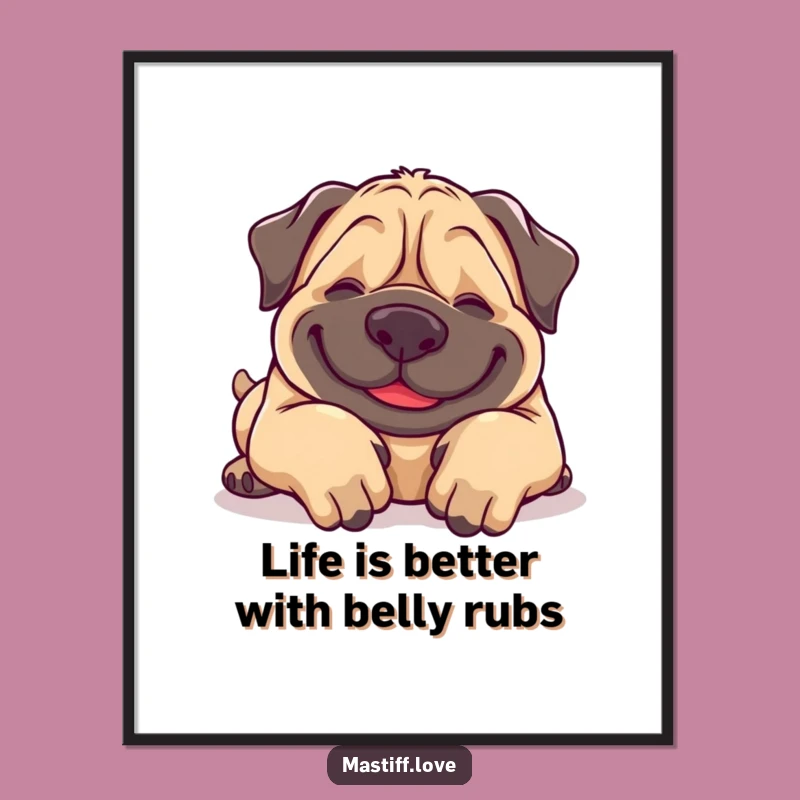 Free Printable Wall Art: Giggling Mastiff Belly Rubs for a Humorous Home Decor