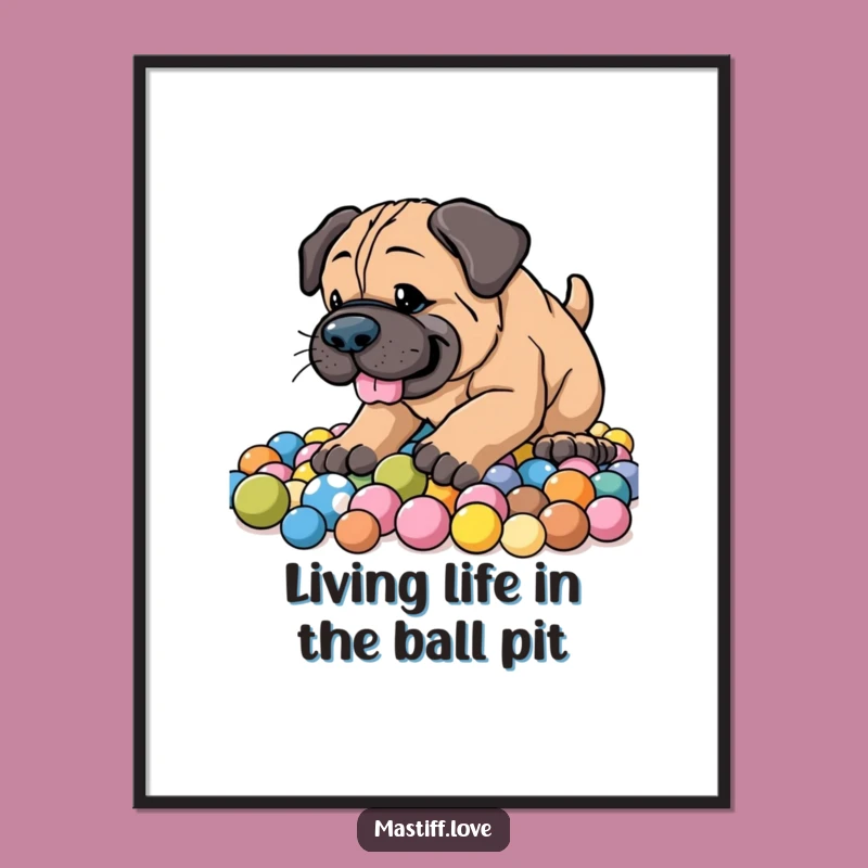 Free Printable Wall Art: Energetic Mastiff Digging Funny Dog Downloadable Home Decor