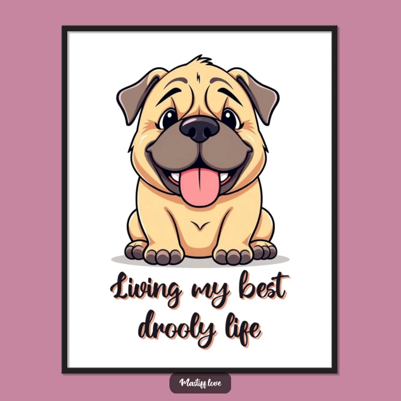 Free Printable Wall Art: Goofy Mastiff's Happy Pant, Funny Dog Downloadable Decor