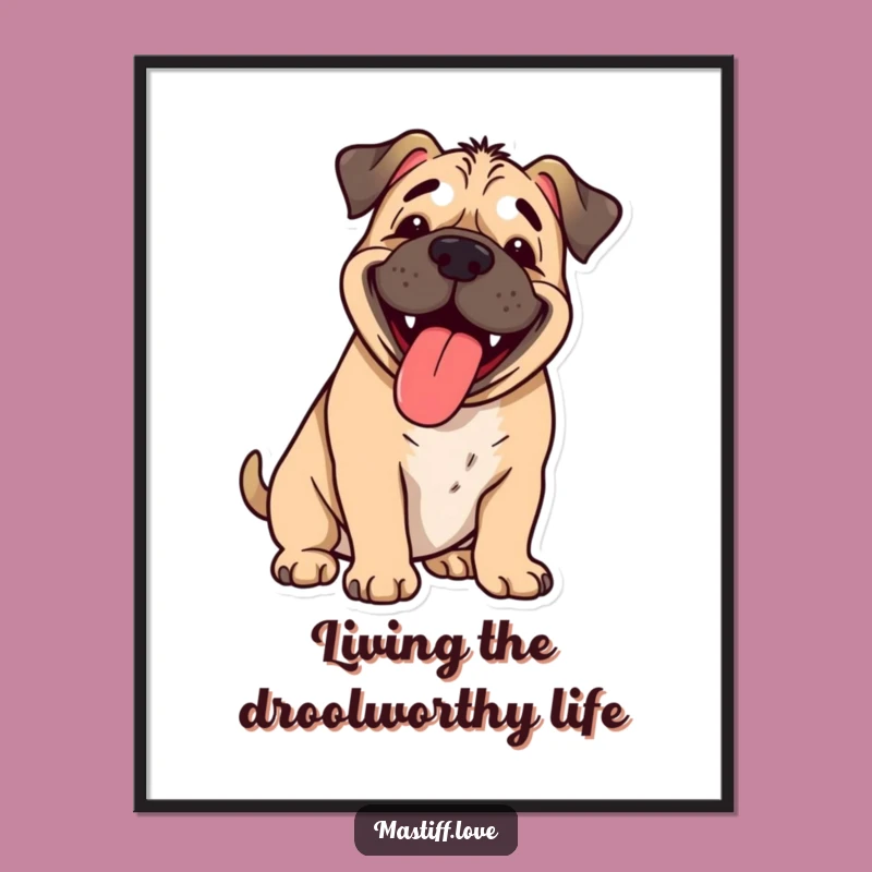 Free Printable Wall Art: Joyful Mastiff Panting Decor, Humorous Dog Downloadable Art