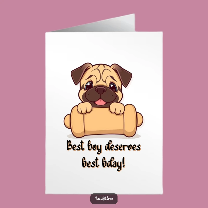 Free Printable Birthday Card: Mastiff Puppy Toy Peek, Funny DIY Gift