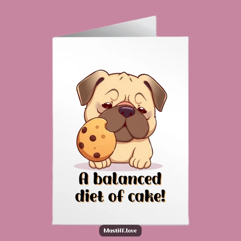Free Printable Birthday Card: Silly Kawaii Mastiff - Cookie Balance DIY Downloadable Gift