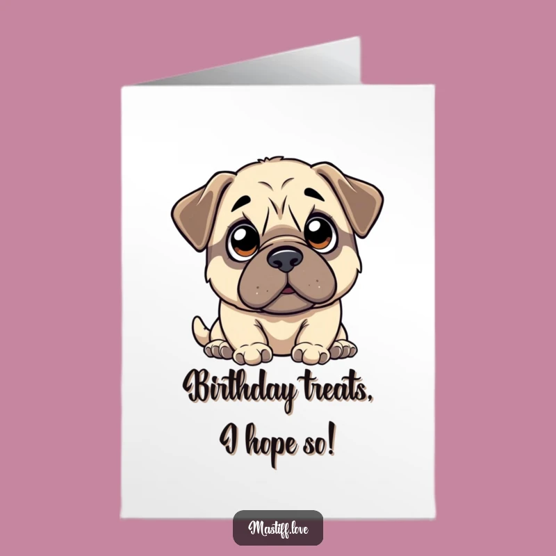 Free Printable Kawaii Mastiff Anticipation Birthday Card: Funny Dog Downloadable Gift!
