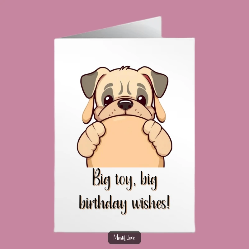 Free Printable Kawaii Mastiff Birthday Card - Giant Toy Humor for Dog Lovers