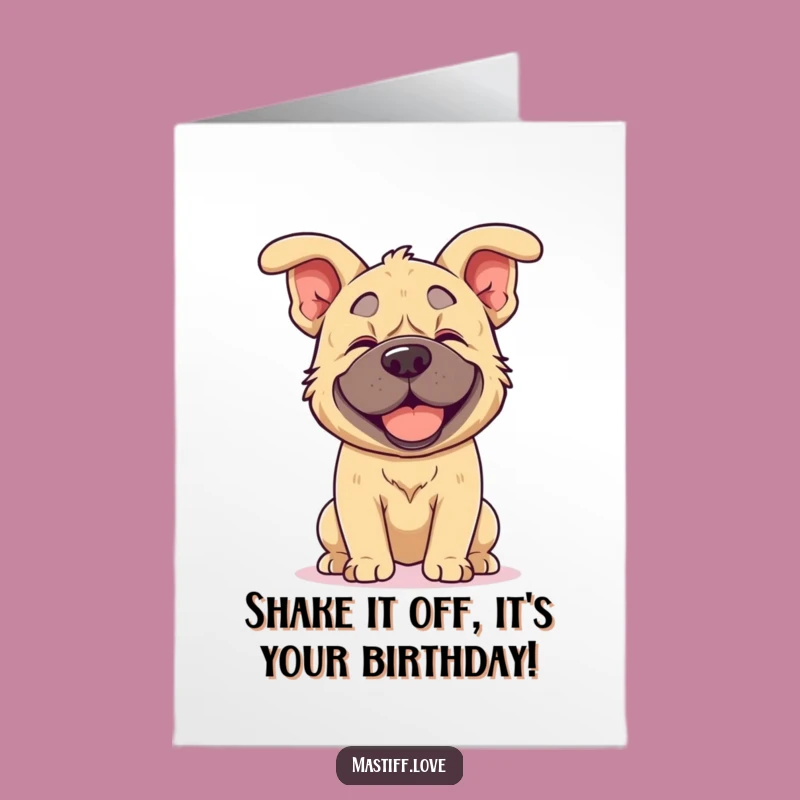 Free Printable Kawaii Mastiff Ears Birthday Card: Funny Dog Shake Downloadable Gift!
