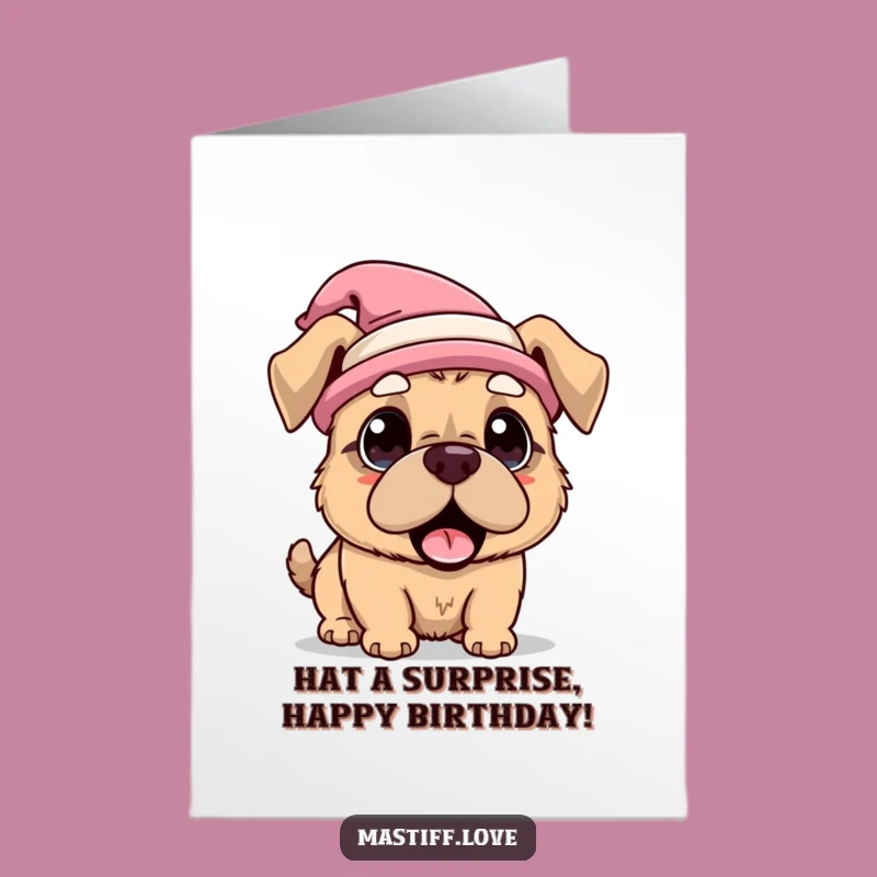Surprised Mastiff Birthday Card Free Printable: Silly Hat Downloadable Gift!