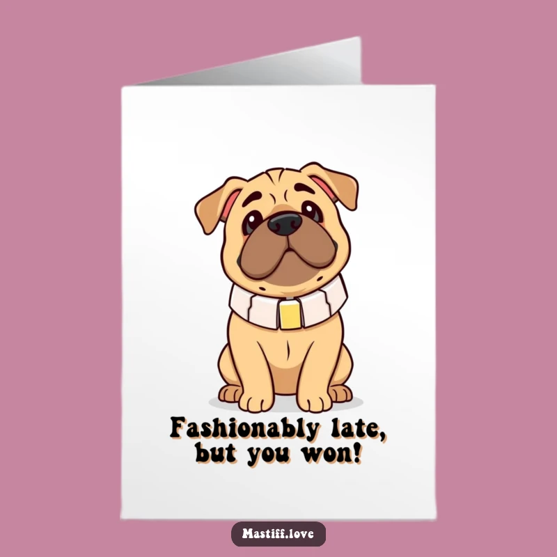 Free Printable Congrats Card: Clumsy Mastiff, Big Collar - Downloadable Dog Art
