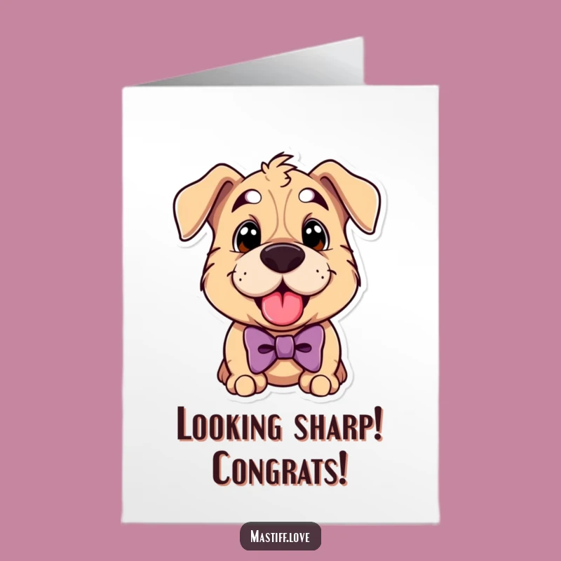 Free Printable Congrats Card: Bowtie Mastiff Cheers, Humorous Downloadable