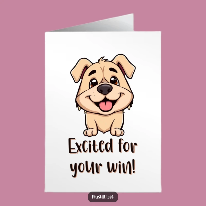 Free Printable Congrats Card: Excited Mastiff, Smiling, Joyful Downloadable Gift