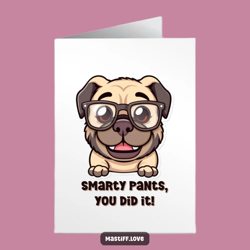 Free Printable Congrats Card: Goofy Mastiff Grin - Funny Downloadable Celebration Gift