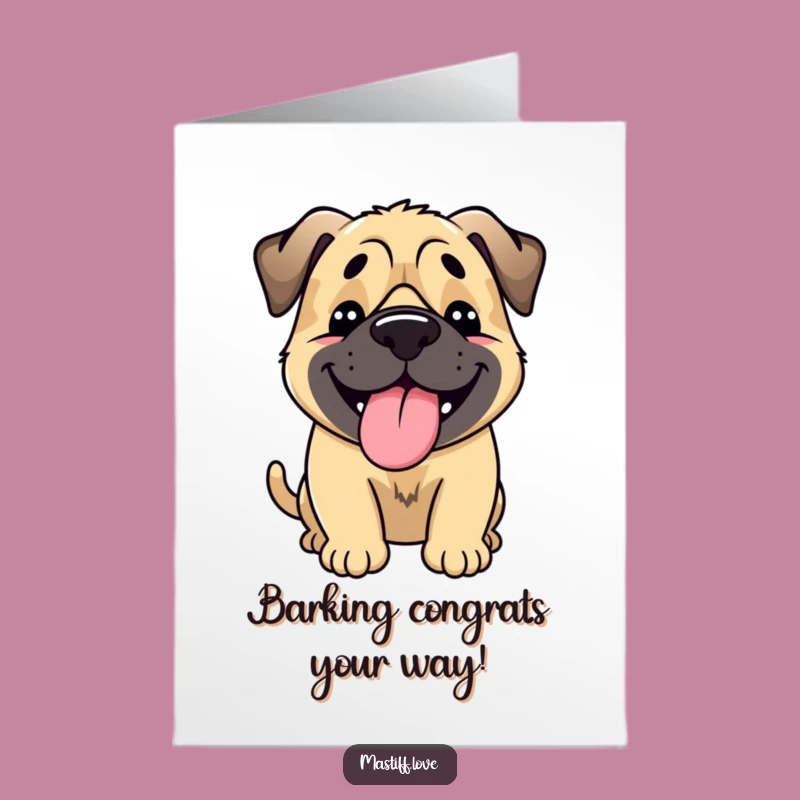 Free Printable Happy Mastiff Congrats Card: Wagging Dog, Joyful Downloadable Gift