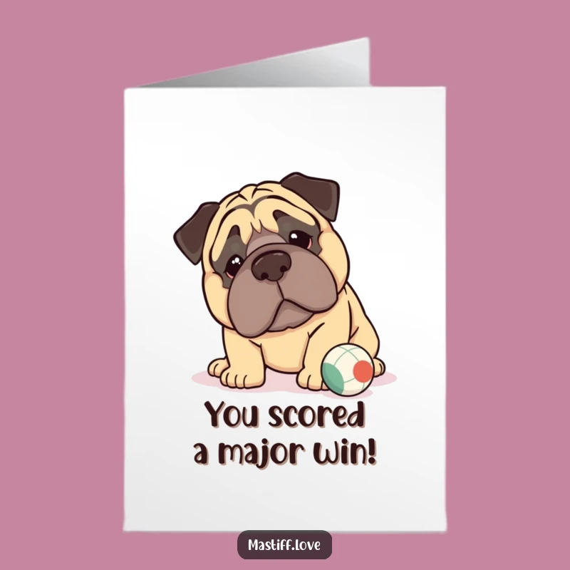 Free Printable Kawaii Mastiff Congrats Card: Funny Jowly Dog Downloadable Success!
