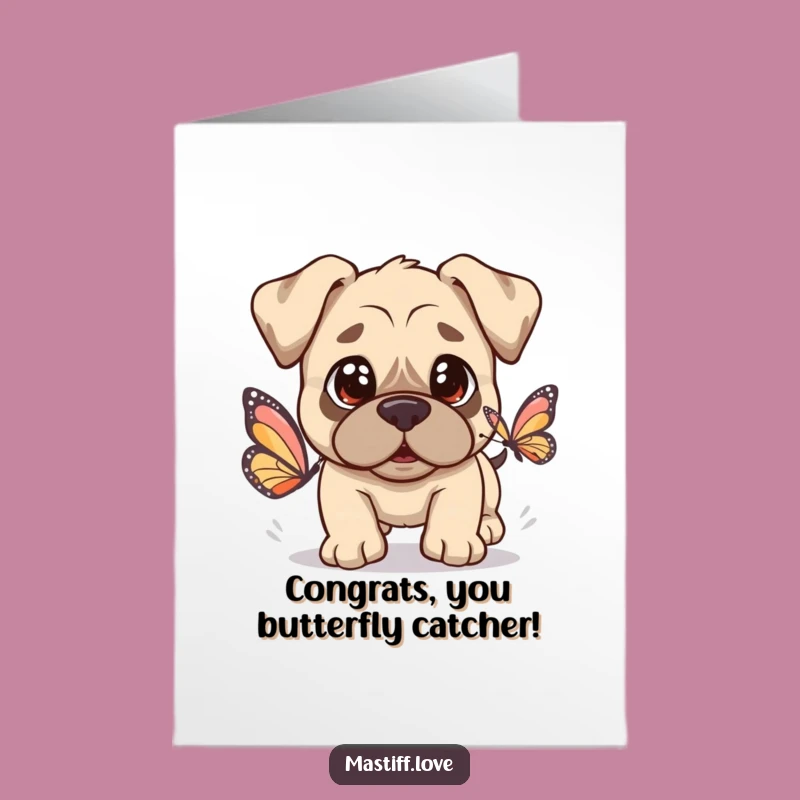 Free Printable Kawaii Mastiff Congrats Card - Innocent Eyes Downloadable for Joy