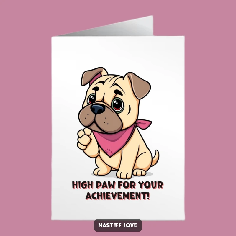 Free Printable Congrats Card: Sweet Kawaii Mastiff - Paw Offer DIY Downloadable Gift