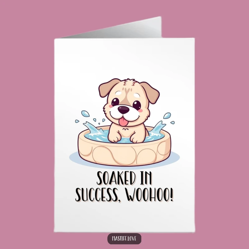 Congrats Kawaii Mastiff Card Free Printable: Playful Splash Downloadable for Winners!