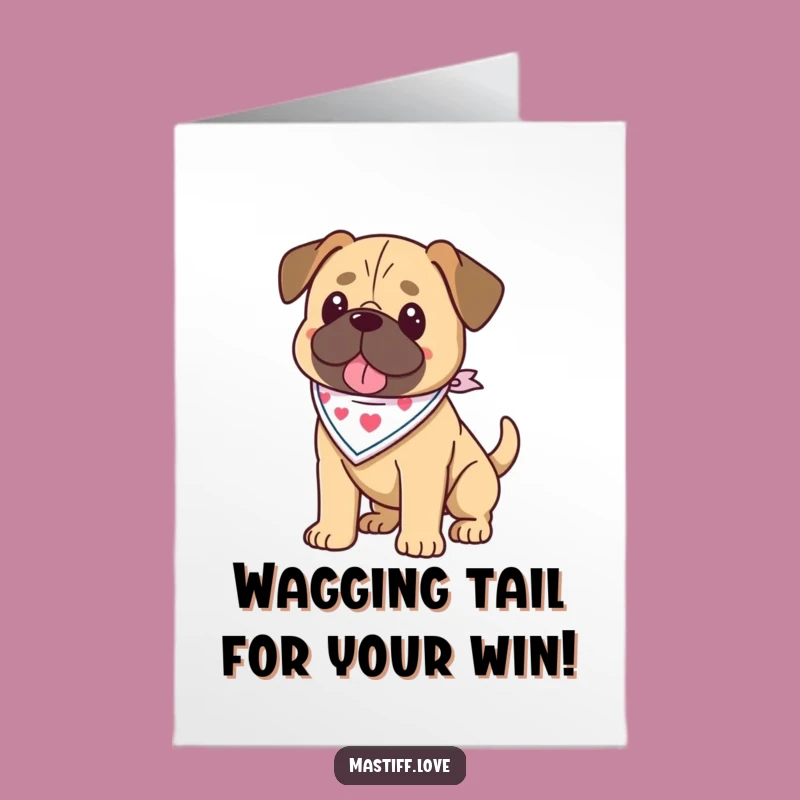 Free Printable Kawaii Mastiff Congrats Card: Funny Dog Bandana Downloadable Success!